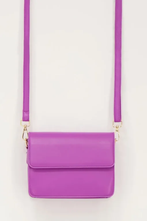 Paarse Leather Look Crossbody Tas