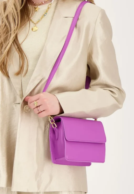 Paarse Leather Look Crossbody Tas