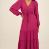 Paarse Maxi Jurk Satijnen Look