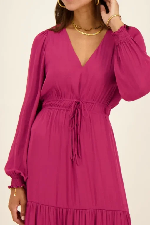 Paarse Maxi Jurk Satijnen Look