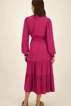 Paarse Maxi Jurk Satijnen Look