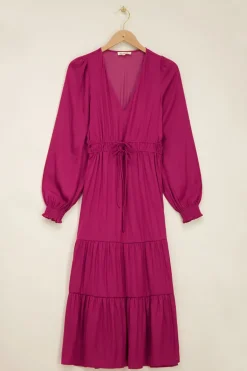 Paarse Maxi Jurk Satijnen Look