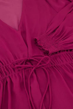 Paarse Maxi Jurk Satijnen Look