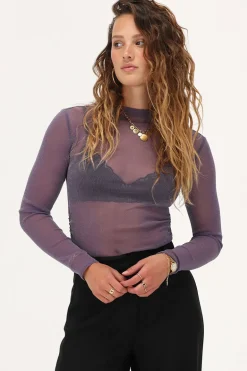 Paarse Mesh Body Met Lurex