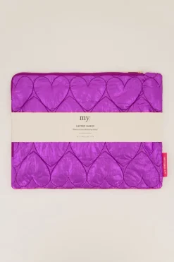 Paarse Metallic Laptop Hoes Met Hartjes Patroon