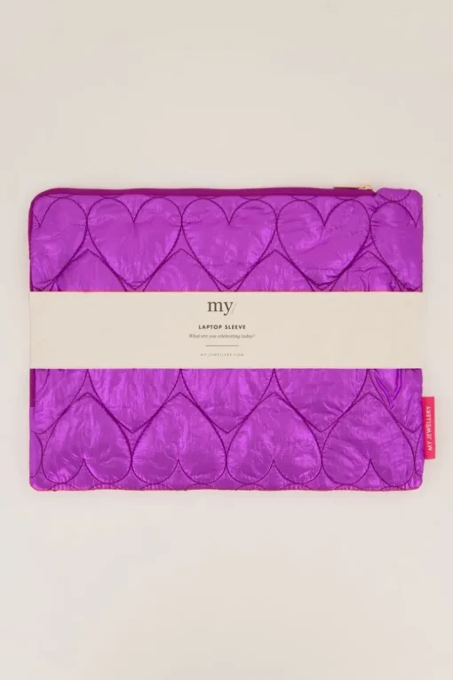 Paarse Metallic Laptop Hoes Met Hartjes Patroon