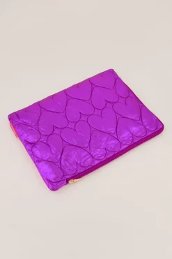 Paarse Metallic Laptop Hoes Met Hartjes Patroon