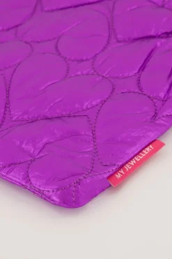 Paarse Metallic Laptop Hoes Met Hartjes Patroon