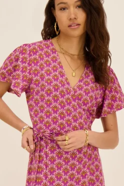 Paarse Midi Jurk Met Paisley Print