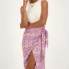 Paarse Midi Rok Met Overslag En Aztec Print