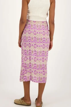 Paarse Midi Rok Met Overslag En Aztec Print