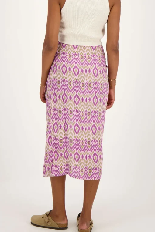 Paarse Midi Rok Met Overslag En Aztec Print