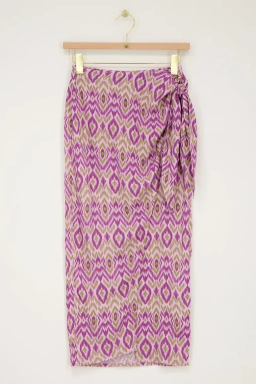 Paarse Midi Rok Met Overslag En Aztec Print