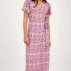 Paarse Midi Wikkeljurk Met Aztec Print