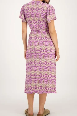 Paarse Midi Wikkeljurk Met Aztec Print