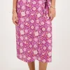 Paarse Midi Wikkelrok Met Roze Bloemenprint