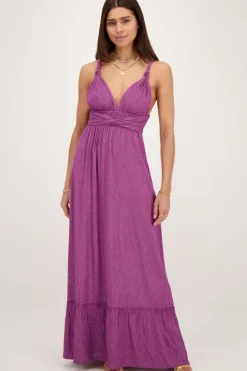Paarse Multiway Maxi Jurk Met Lurex