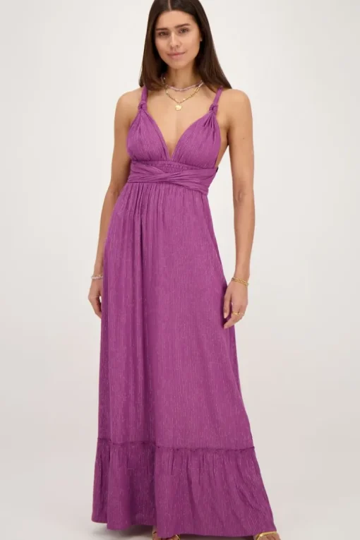 Paarse Multiway Maxi Jurk Met Lurex