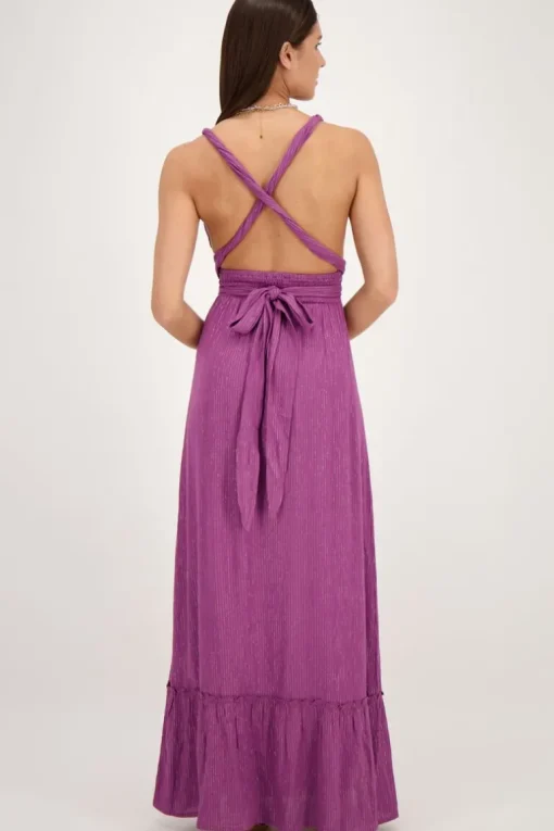 Paarse Multiway Maxi Jurk Met Lurex