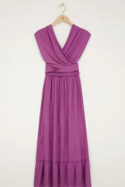 Paarse Multiway Maxi Jurk Met Lurex