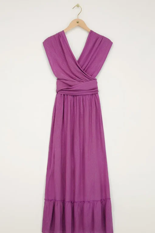 Paarse Multiway Maxi Jurk Met Lurex