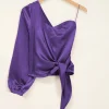 Paarse One-shoulder Corset Top Satijn