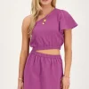Paarse One-shoulder Jurk Met Cut-out