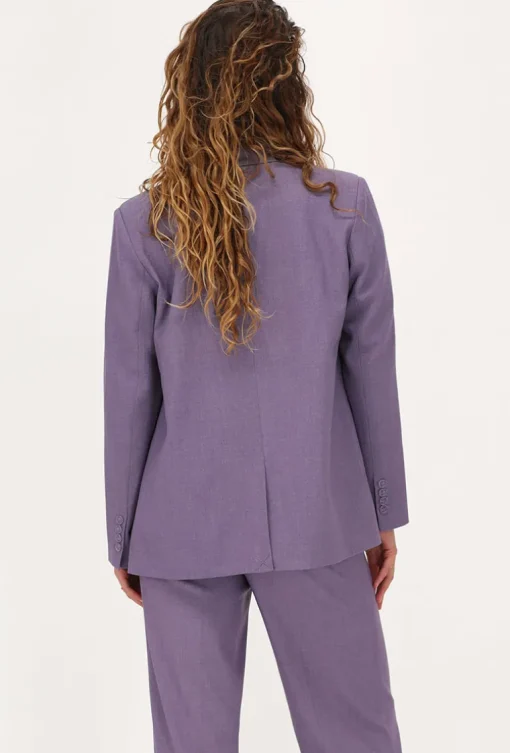 Paarse Oversized Blazer Met Zakken & Knopen