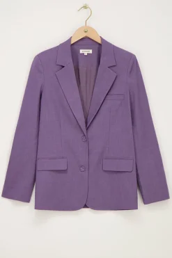 Paarse Oversized Blazer Met Zakken & Knopen