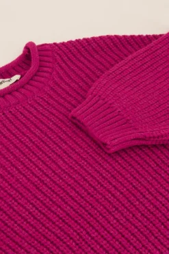 Paarse Oversized Trui Met Opstaande Kraag