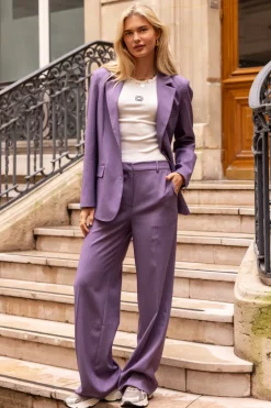 Paarse Pantalon Met Blinde Knoop