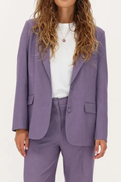 Paarse Pantalon Met Blinde Knoop