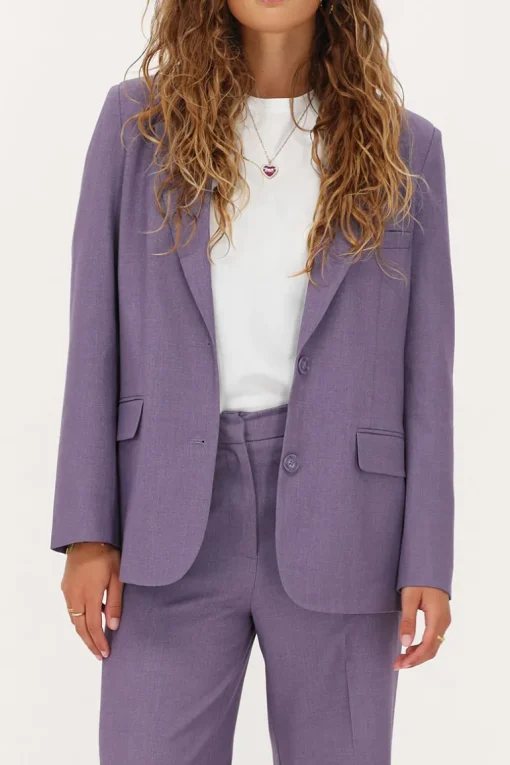 Paarse Pantalon Met Blinde Knoop
