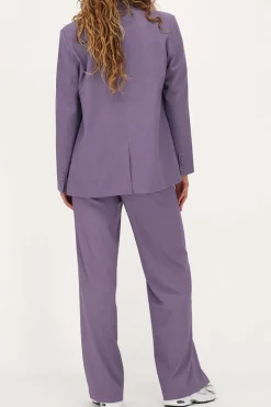 Paarse Pantalon Met Blinde Knoop