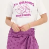 Paarse Skort Met Bloemen Embroidery