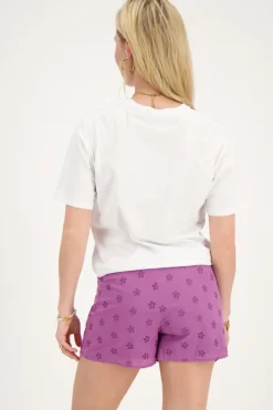 Paarse Skort Met Bloemen Embroidery