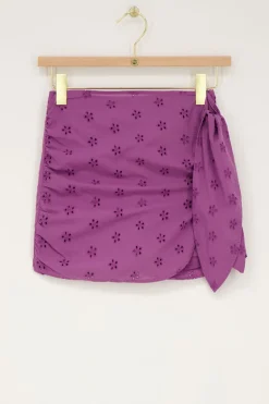 Paarse Skort Met Bloemen Embroidery
