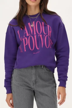 Paarse Sweater "L'amour Au Pouvoir"