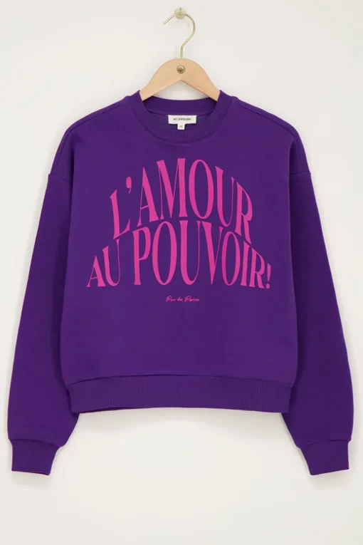 Paarse Sweater "L'amour Au Pouvoir"