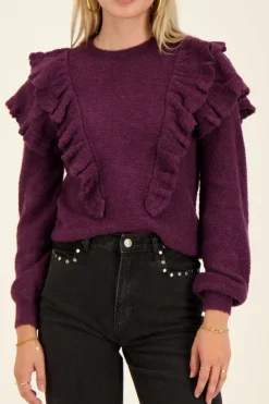 Paarse Trui Met Ruffles