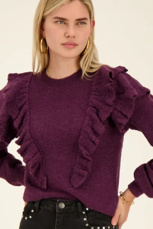 Paarse Trui Met Ruffles
