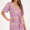 Paarse Wikkeljurk Met Aztec Print