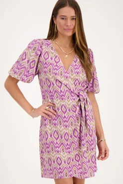 Paarse Wikkeljurk Met Aztec Print