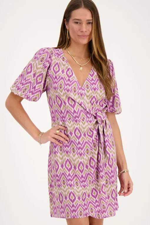 Paarse Wikkeljurk Met Aztec Print