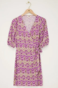 Paarse Wikkeljurk Met Aztec Print