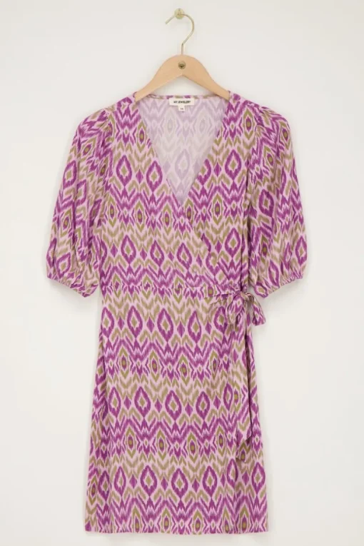 Paarse Wikkeljurk Met Aztec Print