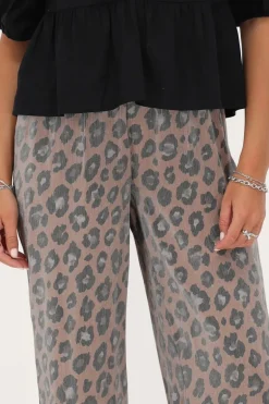 Panterprint Crinkle Broek Met Elastieken Band
