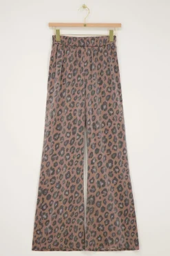 Panterprint Crinkle Broek Met Elastieken Band