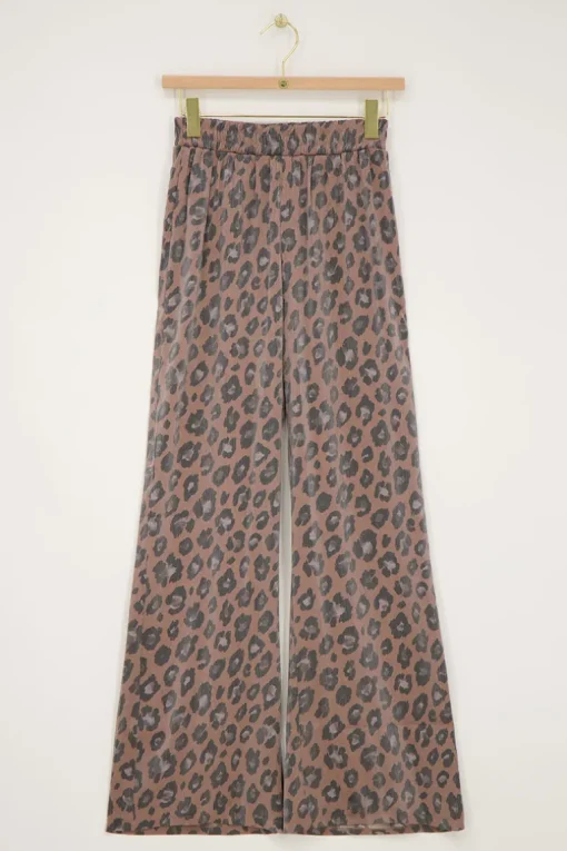 Panterprint Crinkle Broek Met Elastieken Band
