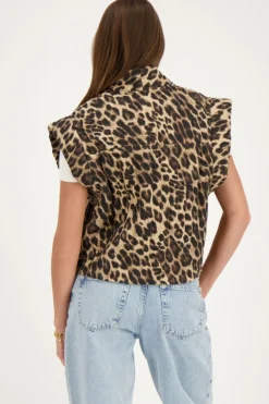 Panterprint Gilet Met Roze Strikje